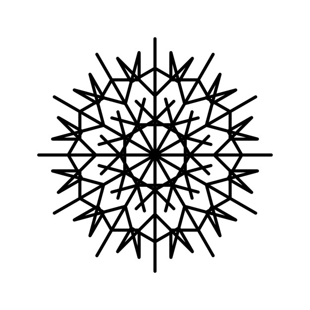 Copo de nieve simple de líneas negras decoración festiva para año nuevo y navidad.