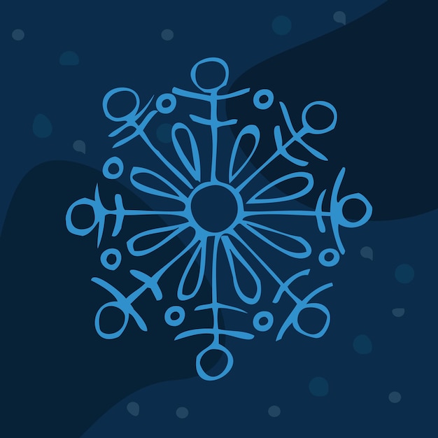 Copo de nieve de vector de arte con fondo de doodle