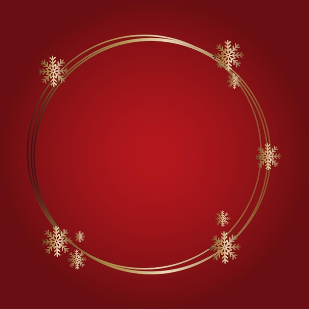Los copos de nieve de anillo redondo dorado de fondo navideño