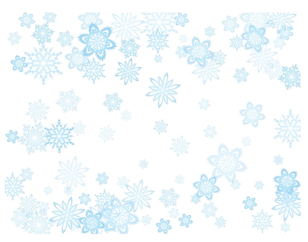 Los copos de nieve azules de Navidad la tormenta de nieve fluye en la luz
