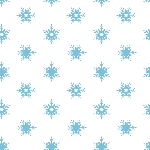 Copos de nieve azules Patrón vectorial repetitivo Ornamento festivo transparente Fondo de cristal delicado