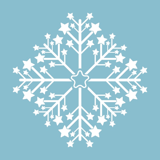 copos de nieve blancos aislados sobre un fondo azul claro y icono de copo de nieve copo de Nieve para el diseño de Navidad