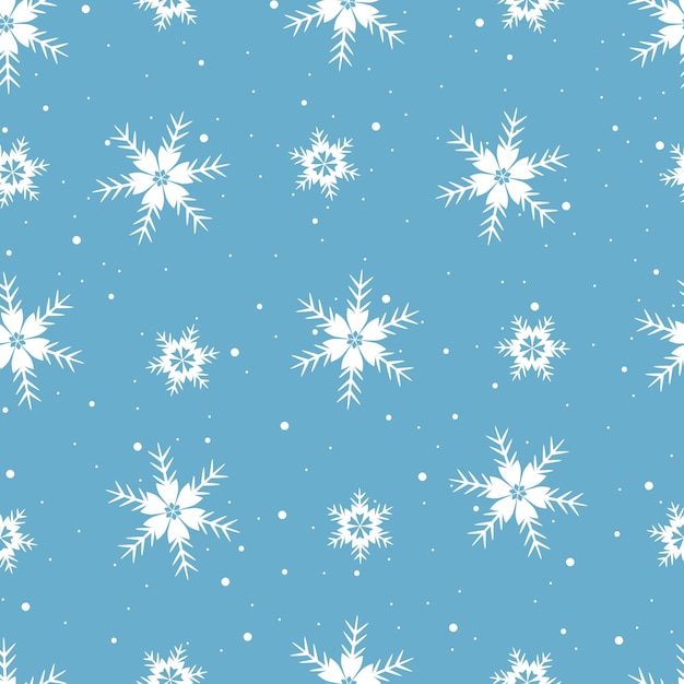 Copos de nieve blancos sobre fondo azul Patrón sin fisuras de Navidad