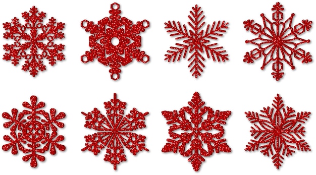 Copos de nieve de brillo rojo