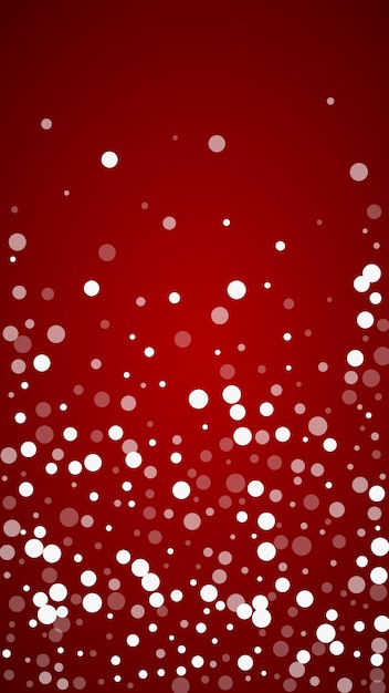Copos de nieve cayendo fondo de Navidad Sutiles copos de nieve voladores y estrellas sobre fondo rojo de Navidad Bellamente cayendo copos de nieve superpuestos Ilustración vectorial vertical