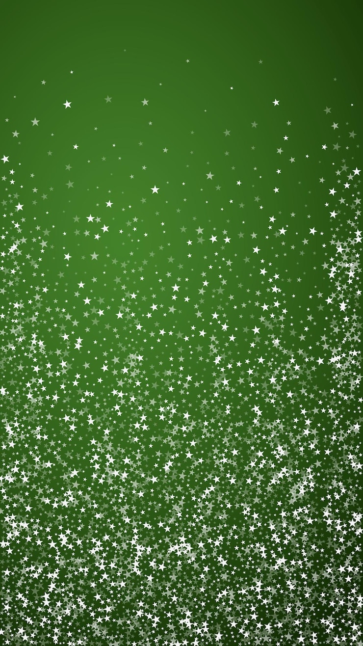 Vector copos de nieve cayendo fondo de navidad sutiles copos de nieve voladores y estrellas sobre fondo verde de navidad bellamente cayendo copos de nieve superpuestos ilustración vectorial vertical