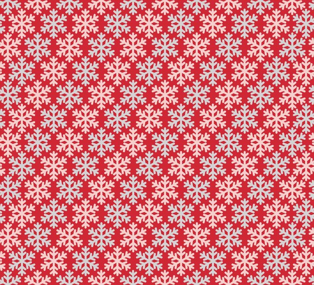 Copos de nieve de color rosa claro y azul claro de textura transparente sobre un fondo rojo