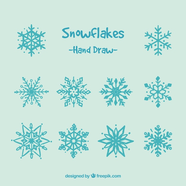 copos de nieve dibujados mano linda