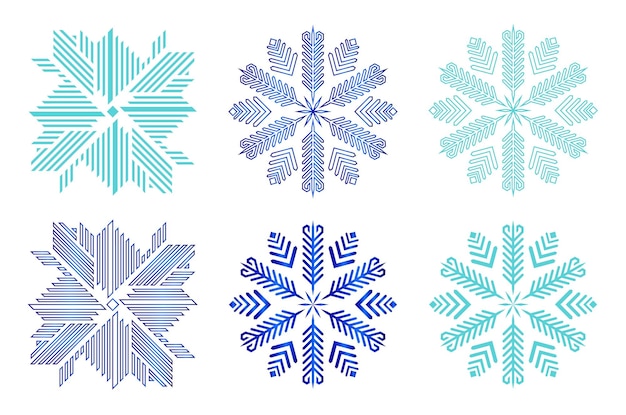 Copos de nieve de diferentes tipos sobre un fondo blanco.