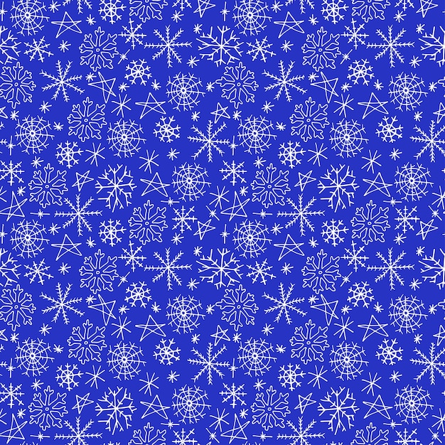 Los copos de nieve doodle de patrones sin fisuras Navidad blu fondo