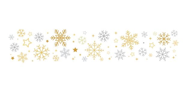 Los copos de nieve dorados que caen, los copos de neve brillantes, los capas de nieve decorativos para la Navidad.