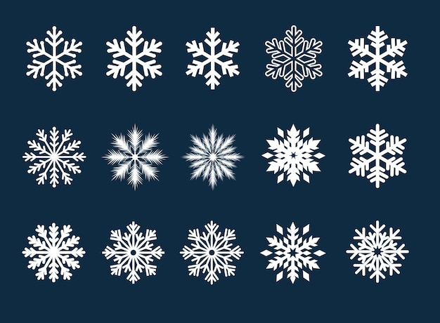 los copos de nieve están dispuestos en un círculo uno de los cuales tiene copos de Nieve icono conjunto de copos de neve vector