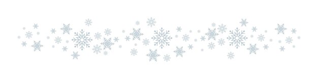 Copos de nieve. Fondo de invierno blanco con borde de copos de nieve. Fondo de Navidad para tarjeta de felicitación. Copo de nieve. Diseño o adorno de Navidad. Ilustración vectorial