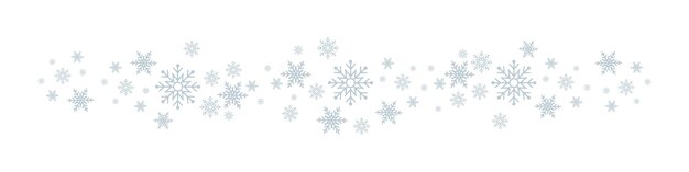 Copos de nieve. Fondo de invierno blanco con borde de copos de nieve. Fondo de Navidad para tarjeta de felicitación. Copo de nieve. Diseño o adorno de Navidad. Ilustración vectorial