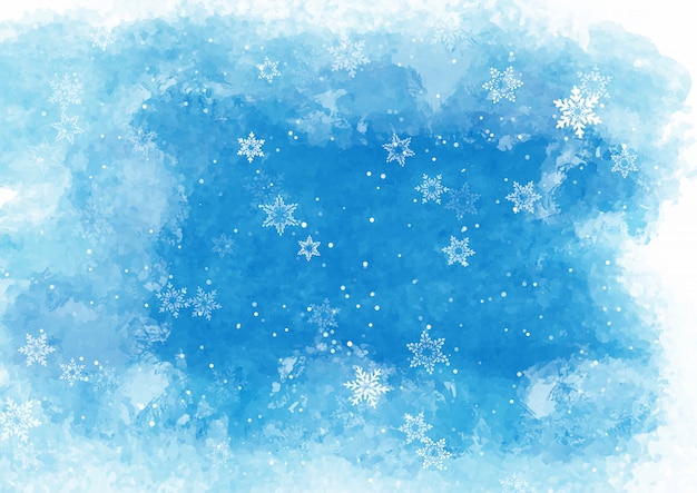 Copos de nieve de navidad en textura acuarela