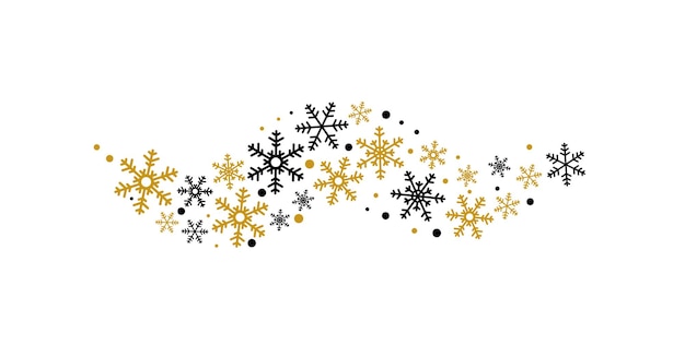 Copos de nieve negros dorados. Adornos navideños elementos colgantes aislados fondo blanco tarjeta esp