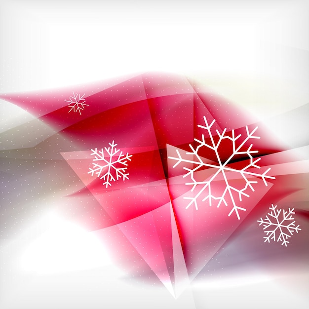 Vector copos de nieve y ondas borrosas de navidad rosa