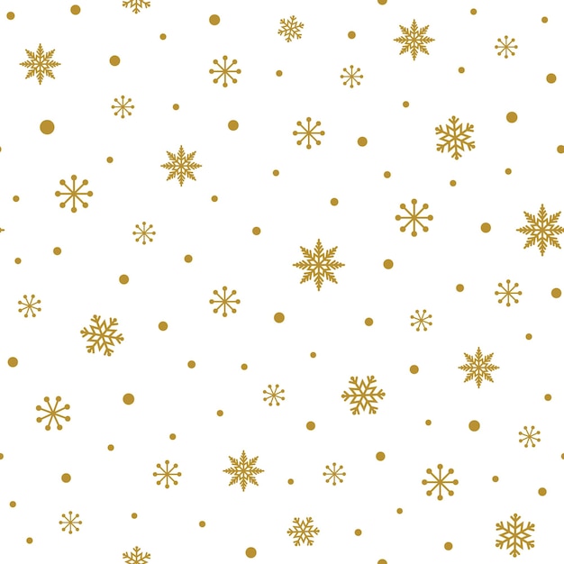 Copos de nieve de oro sobre fondo blanco Navidad de patrones sin fisuras Tiempo de invierno textura dorada vector de moda