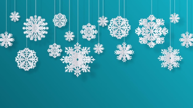 Copos de nieve de papel cortado. Elementos de decoración de filigrana aislados de Navidad, fondo abstracto de nieve de invierno. Vector 3D copos de nieve de papel blanco aislado para decoración colgante