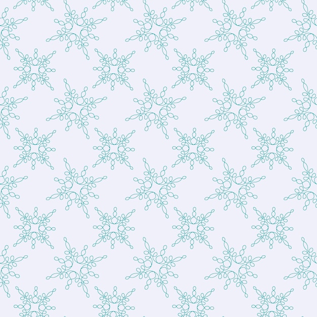Copos de nieve de patrón de vector transparente en el estilo de arte de línea en el fondo