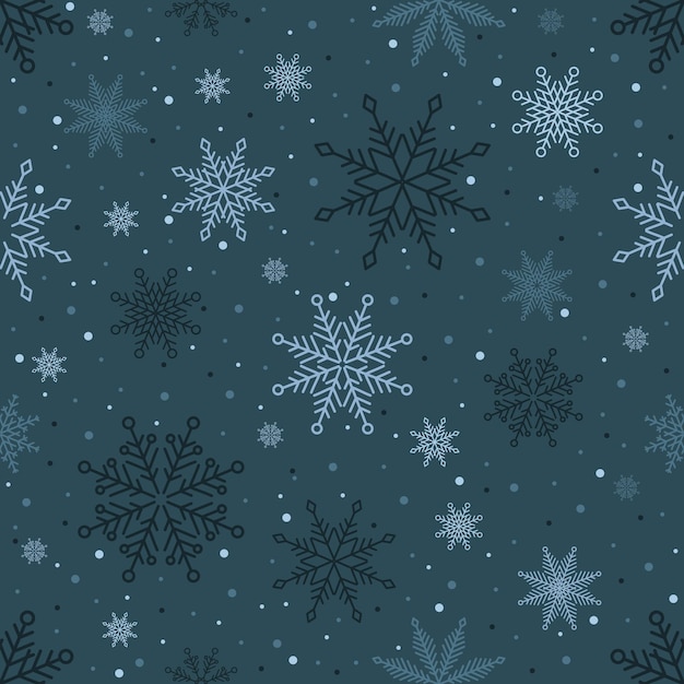 Copos de nieve de patrones sin fisuras de Navidad simple con diferentes adornos sobre fondo blanco