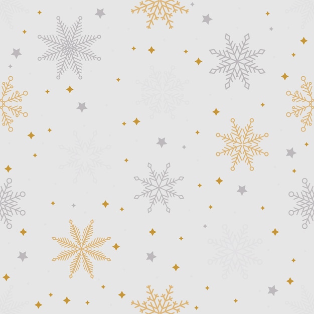 Copos de nieve de patrones sin fisuras de Navidad simple con diferentes adornos sobre fondo negro