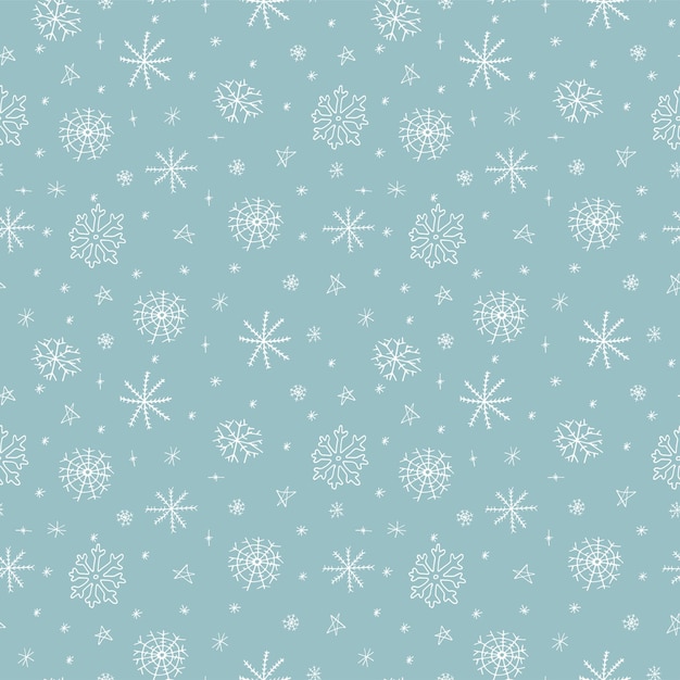 Copos de nieve de patrones sin fisuras papel de regalo Fondo de vector dibujado a mano