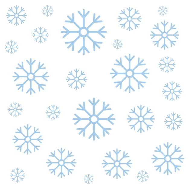 Los copos de nieve que caen aislados sobre un fondo blanco