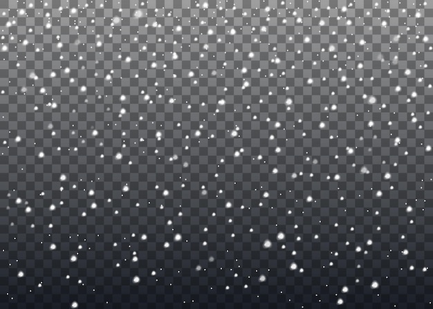 Copos de nieve que caen realistas aislados en la ilustración de vector de fondo transparente