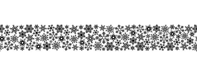 Copos de nieve Silueta Borde horizontal sin costuras Patrón vectorial repetitivo Adorno sin fin