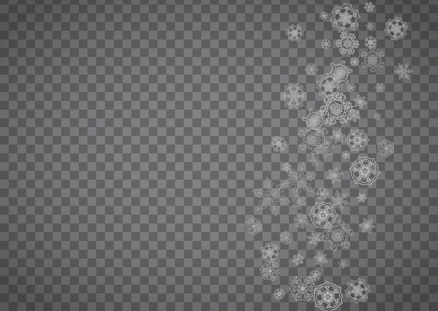 copos de nieve sobre fondo transparente