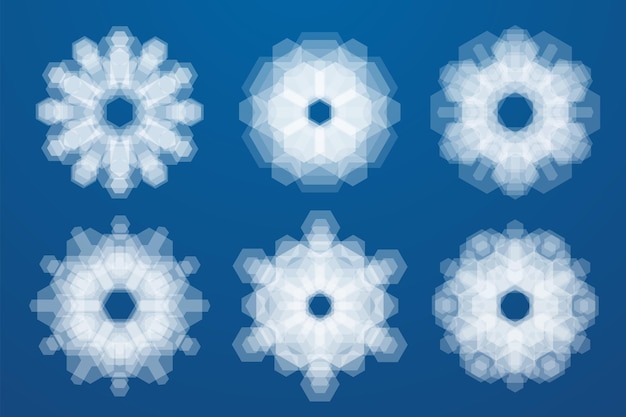 Copos de nieve superpuestos festivos transparentes vectoriales