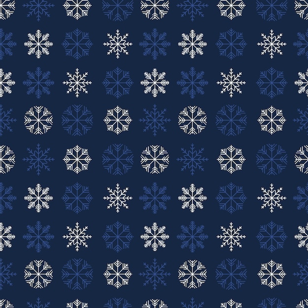 Copos de nieve en un vector de patrones sin fisuras de fondo azul