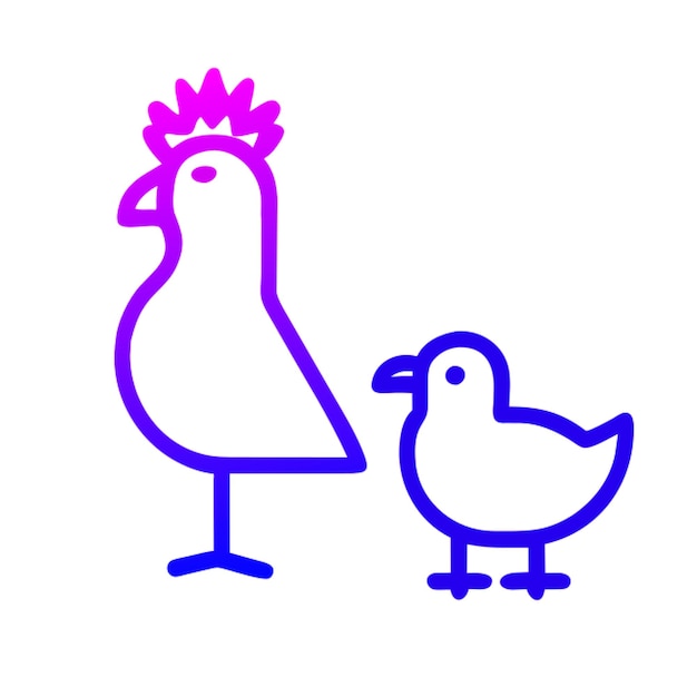 coq et une colombe qui sembrassent icono gradiente del contorno