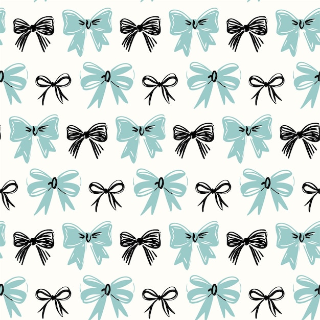 Coquette Bow Ribbon Patrón sin costura Fondo Arco vintage y diseño de cinta dibujado a mano