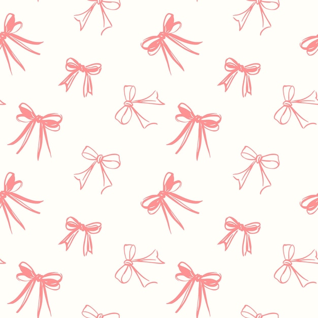 Coquette Bow Ribbon Patrón sin costura Fondo Arco vintage y diseño de cinta dibujado a mano