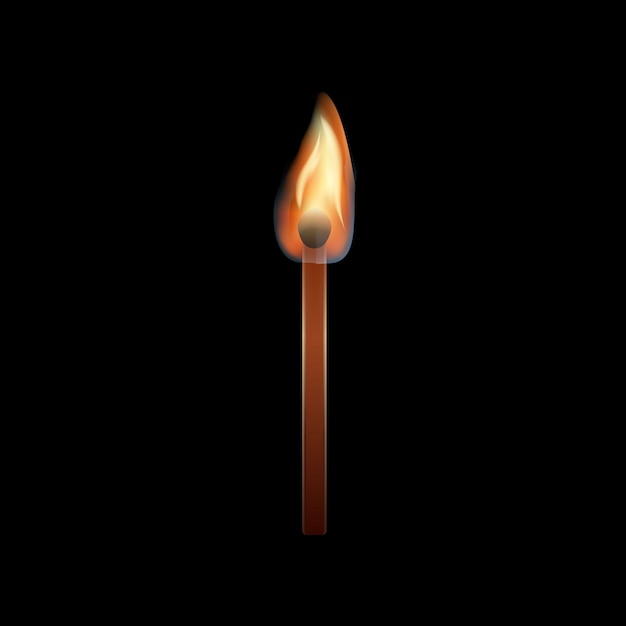 Coquilla ardiente con llama en fondo negro fondo Ilustración vectorial