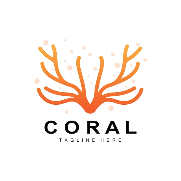 Vector coral logo mar plantas lugar animales marinos océano vector algas iconos