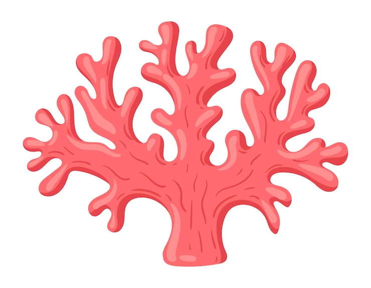 Vector coral marino de dibujos animados flora marina submarina arrecife de coral parte de la naturaleza del mar ilustración vectorial plana planta de coral de flora oceánica