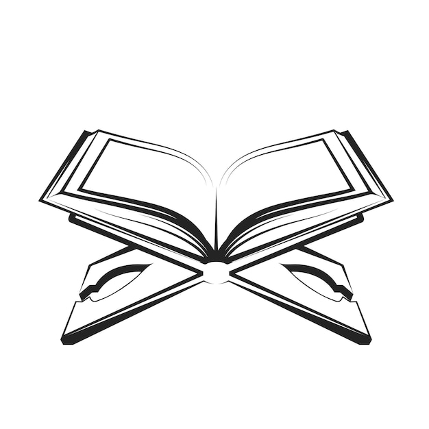Corán de libro abierto en soporte de tablero de madera vector de Corán abierto