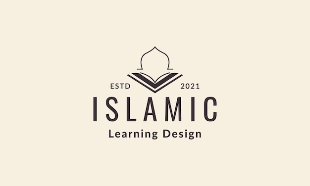Corán con líneas de cúpula logo símbolo vector icono ilustración diseño gráfico