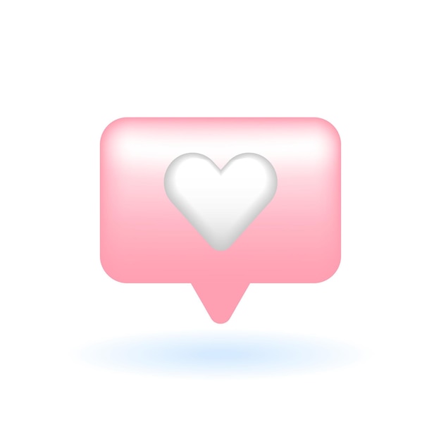 El corazón en 3D, el amor, el discurso romántico, el icono de la burbuja, el marketing, las compras en línea.