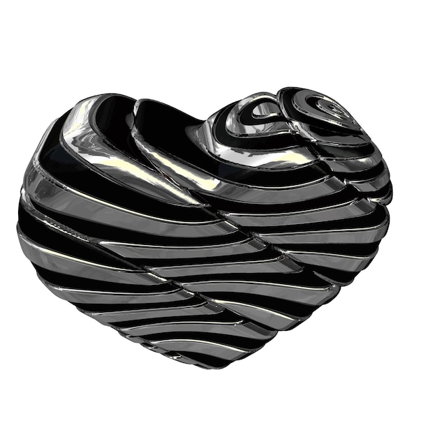Corazón 3d negro y plata