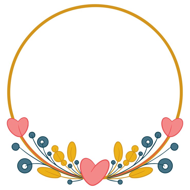 Vector corazón abstracto romántico marco redondo decoración para tarjeta de felicitación