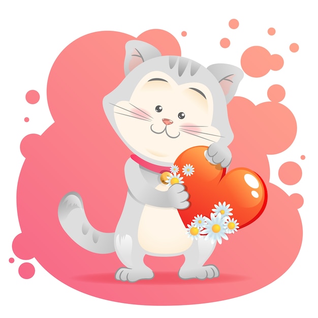 Vector corazón aislado de la celebración del animal doméstico del gato