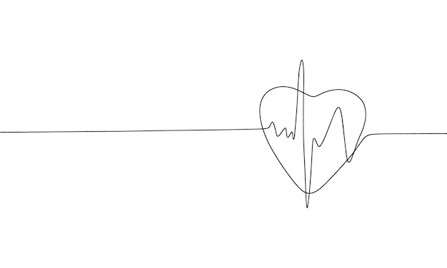 Corazón aislado sobre fondo blanco Línea arte salud corazón Una línea continua ilustración vectorial