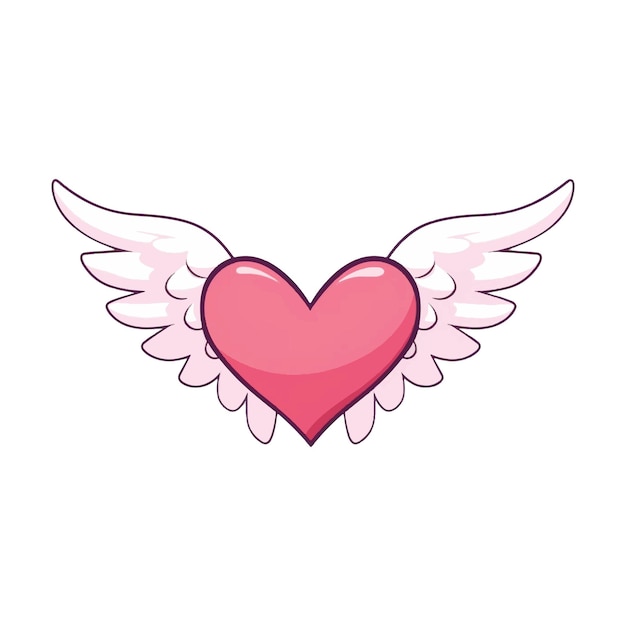 Vector corazón con alas al estilo de los dibujos animados