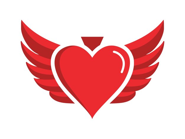 un corazón con alas que dice amor en él