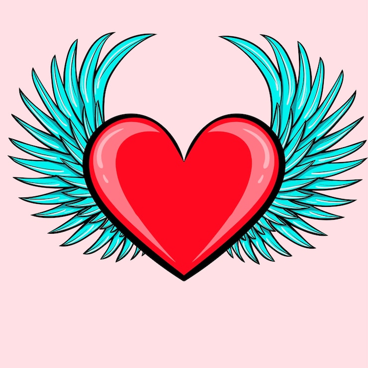 Vector corazón con alas