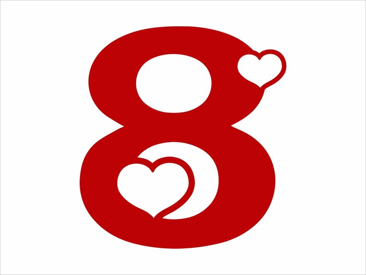 Vector corazón, alfabeto, número 2, ilustración